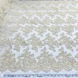 1 Yard - Corded Bridal Lace Fabric Embroidered on 100% Polyester Net Mesh - 51" Wide