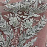 Exquisite Bridal Elegance Beaded Corded Embroidered Lace Fabric - White, Ivory, Silver, Gold, 51" Width (1 Yard)