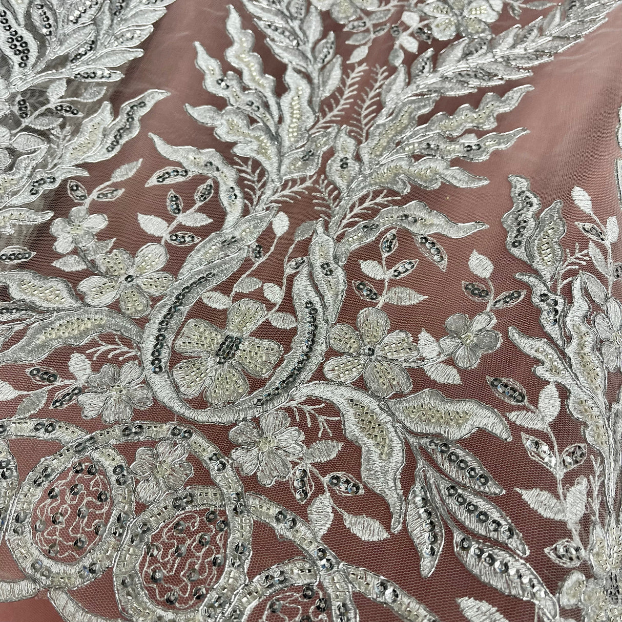 Beaded Corded Embroidered Bridal Lace