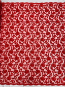 Pamela Floral Lace Polyester Fabric - Floral Corded Embroidered Sequin Lace, 50-54" Width (1 Yard)