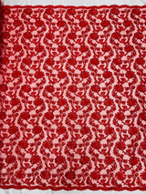 Pamela Floral Lace Polyester Fabric - Floral Corded Embroidered Sequin Lace, 50-54" Width (1 Yard)