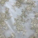 1 yarda de tela de encaje nupcial bordada con cordones premium para vestidos elegantes blanca