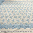 Embroidered Lace Fabric on Polyester Net Mesh