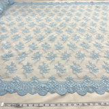 Embroidered Lace Fabric on Polyester Net Mesh