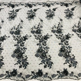 Beaded 3D Floral Lace Fabric