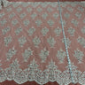 1 Yard Glamorous Beaded and Corded Lace Fabric Embroidered on 100% Polyester Net Mesh White