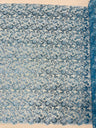 Angela Metallic Corded Lace Fabric - Embroidered Sequins Mesh Lace, Double Scallop Edge, 50-54" Width (1 Yard)