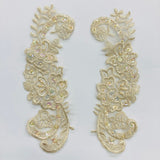 Beaded Lace Applique on Polyester Organza