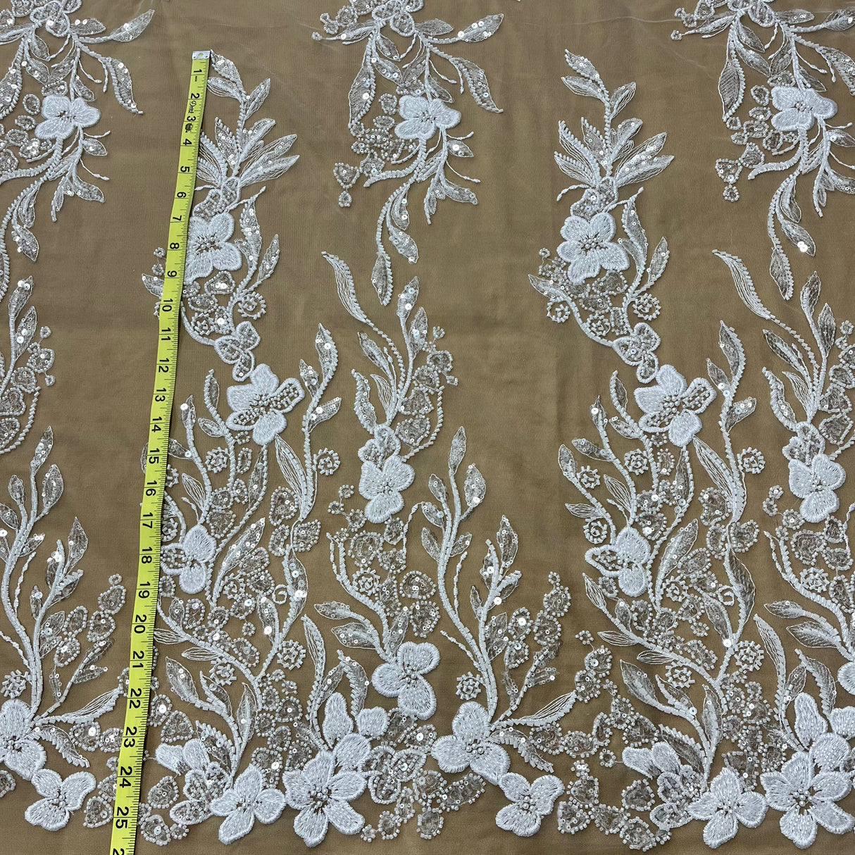 Beaded Embroidered Lace Fabric