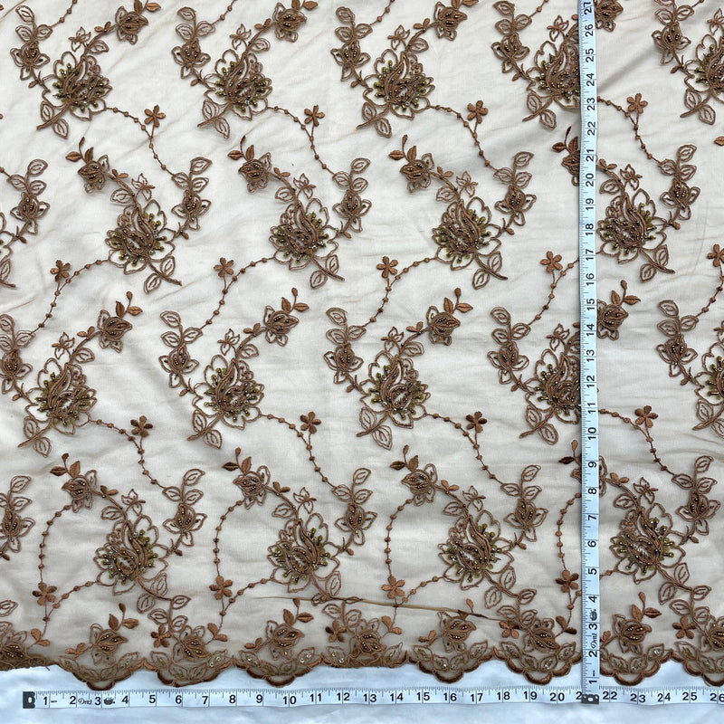 Beaded Corded Bridal Lace Fabric