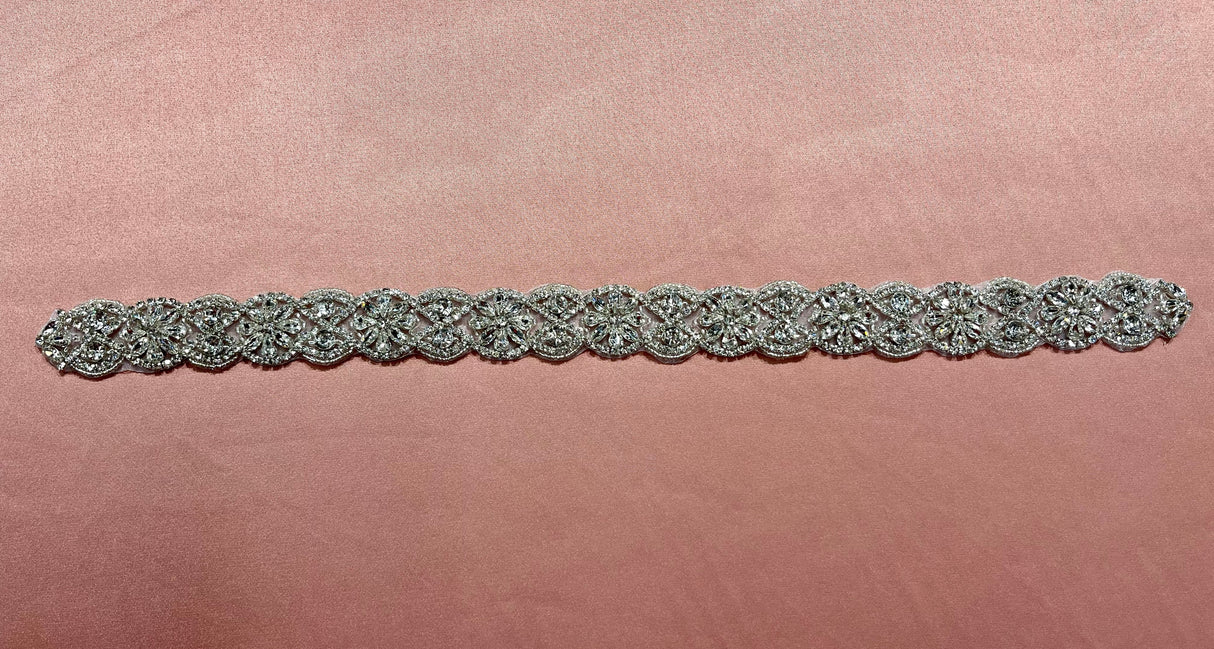 Crystal Floral Rhinestone Applique Sash