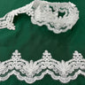 Beaded Corded Lace Trim on Polyester Net Mesh 3" Wide