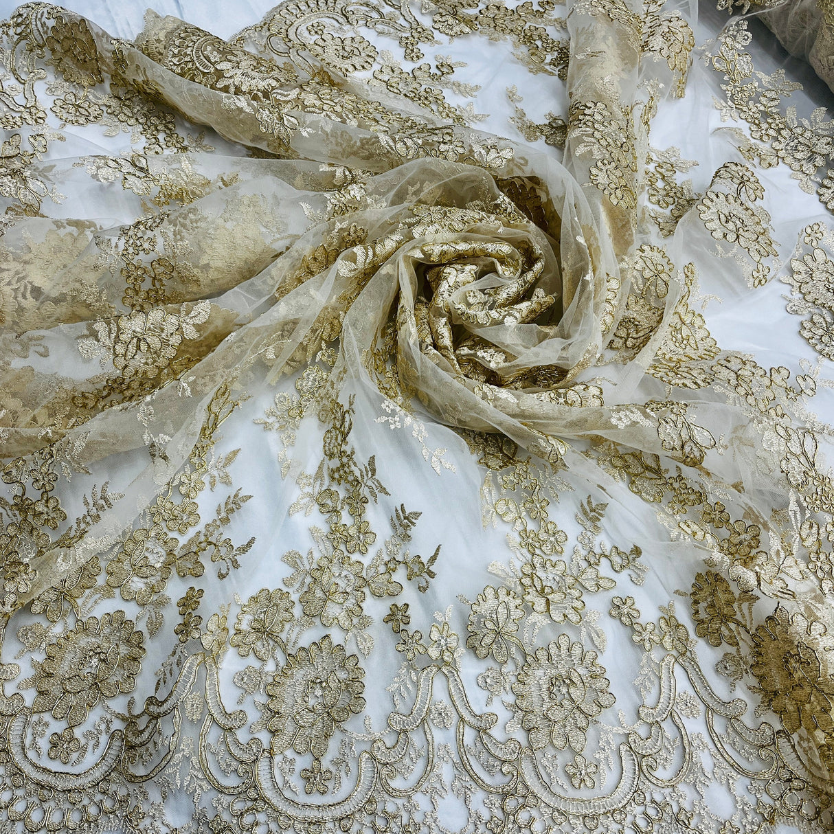 Corded Bridal Lace Fabric 54" Polyester Net Mesh