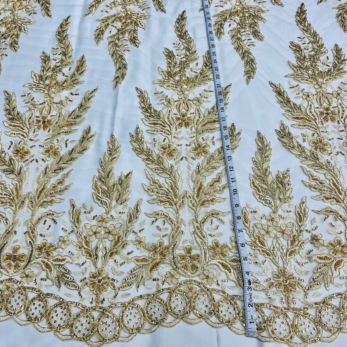 Beaded Corded Embroidered Bridal Lace