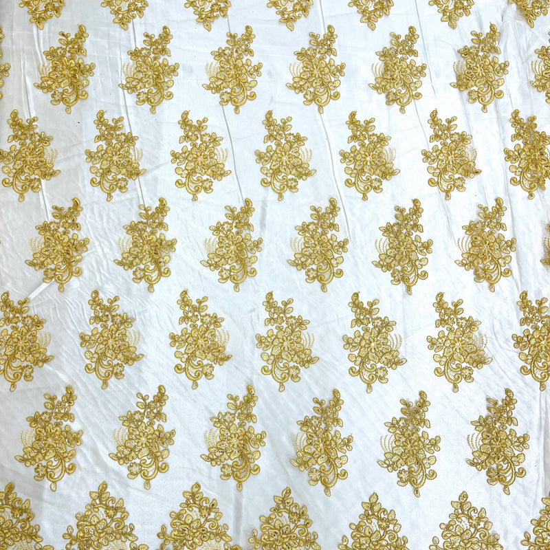 Camila Embroider Floral Damask Lace Fabric - Floral Damask, 54" Width (1 Yard)