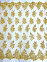 Camila Embroider Floral Damask Lace Fabric - Floral Damask, 54" Width (1 Yard)