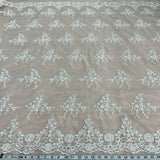 Beaded Corded Bridal Lace Ivory Mesh