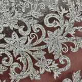 Beaded Corded Bridal Lace Fabric 51"