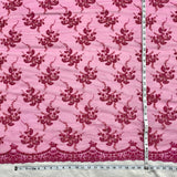 Beaded Sequined Lace Fabric on Polyester Net Mesh