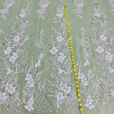 1 Yard Luxurious Beaded Lace Fabric Embroidered on Polyester Net Mesh
