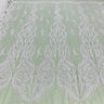 Beaded & Corded Bridal Lace Fabric - Embroidered 100 Percent Polyester Net Mesh, Ivory, Antique Silver, Gold, Silver, White, 58" Width (1 Yard)
