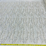 Beaded 3D Floral Lace Fabric Ivory Silver