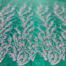 1 Yard Beaded Lace Fabric Embroidered on Polyester Net Mesh White and Ecru