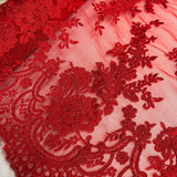 1 Yard Corded Bridal Lace Fabric Embroidered on Polyester Net Mesh