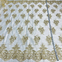 Corded Bridal Lace Fabric Embroidered Mesh