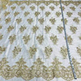 Corded Bridal Lace Fabric Embroidered Mesh