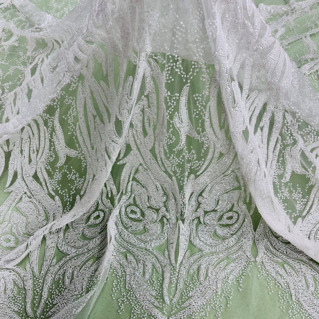 Beaded Corded Bridal Lace Fabric