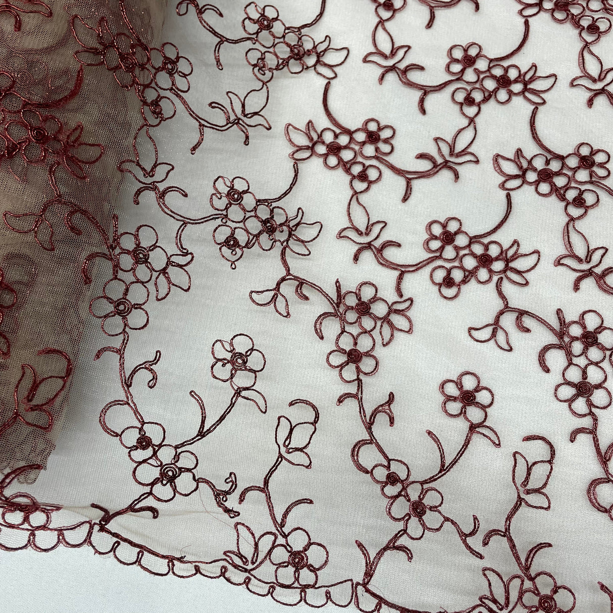 Corded Bridal Lace Fabric 54" Polyester Net Mesh