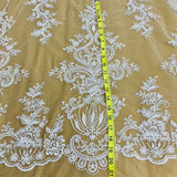 Beaded Lace Fabric on Polyester Net Mesh