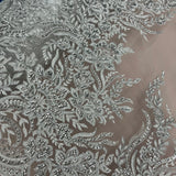 Beaded Corded Bridal Lace Fabric