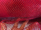 AB Rhinestones On A Fish Net Polyester Fabric - Iridescent Rhinestone Mesh, 1 Yard