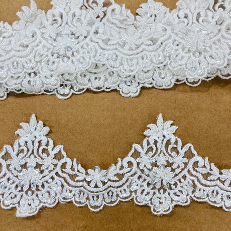 Beaded Lace Trimming Embroidered Mesh