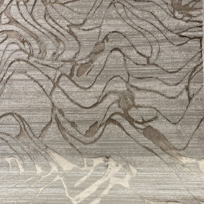 Maximus 233 Polyester Viscose Blend Fabric - Earth Tones Abstract Design, Color-Changing Flat Weave, Beige Platinum Viscose, 7'6" X 10'3" (1 Rug)