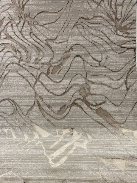 Maximus 233 Polyester Viscose Blend Fabric - Earth Tones Abstract Design, Color-Changing Flat Weave, Beige Platinum Viscose, 7'6" X 10'3" (1 Rug)