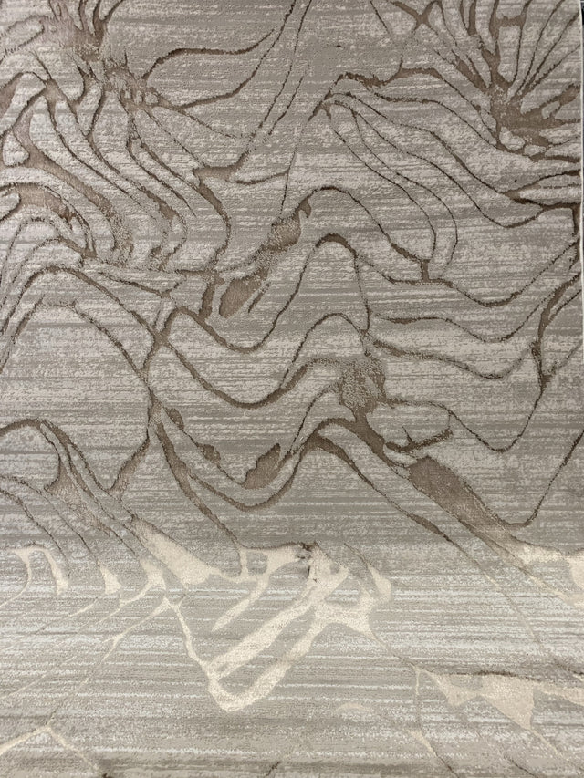 Maximus 233 Polyester Viscose Blend Fabric - Earth Tones Abstract Design, Color-Changing Flat Weave, Beige Platinum Viscose, 7'6" X 10'3" (1 Rug)