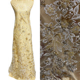 1 Yard Luxurious Beaded and Sequined Lace Fabric Embroidered on Polyester Net Mesh