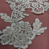 Beaded Corded Floral Lace Applique 20" x 5.5"