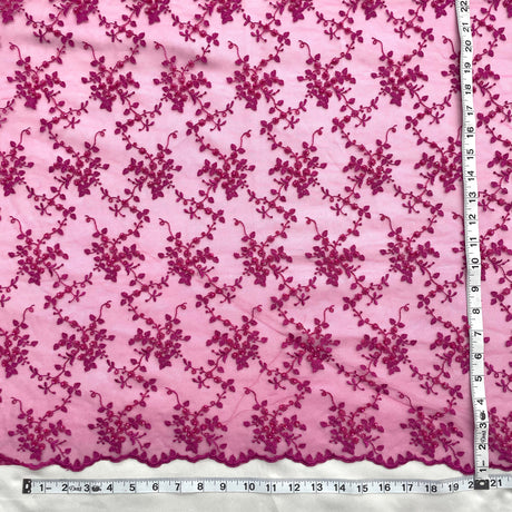 Beaded Lace Fabric on Polyester Net Mesh