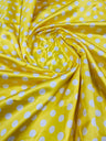 Polka Dot Satin 100 Percent Polyester Charmeuse Fabric - White Polka Dot On Red, 58" Width (1 Yard)