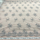 Beaded Corded Bridal Lace Fabric 54" Polyester Net Mesh