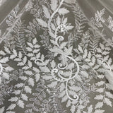 1 Yard Beaded Sequined Lace Fabric Embroidered 100 Percent Polyester Net Mesh 52 inch Width