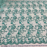 Beaded 3D Floral Lace Mesh