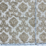 Beaded Lace Fabric on Polyester Net Mesh 56"
