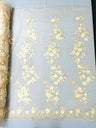 Scarlet 3D Floral Design Lace Fabric - Embroidered Beaded Mesh Lace, Double Scallop, 54" Width (1 Yard)
