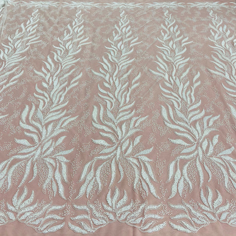 Beaded Corded Bridal Lace Fabric