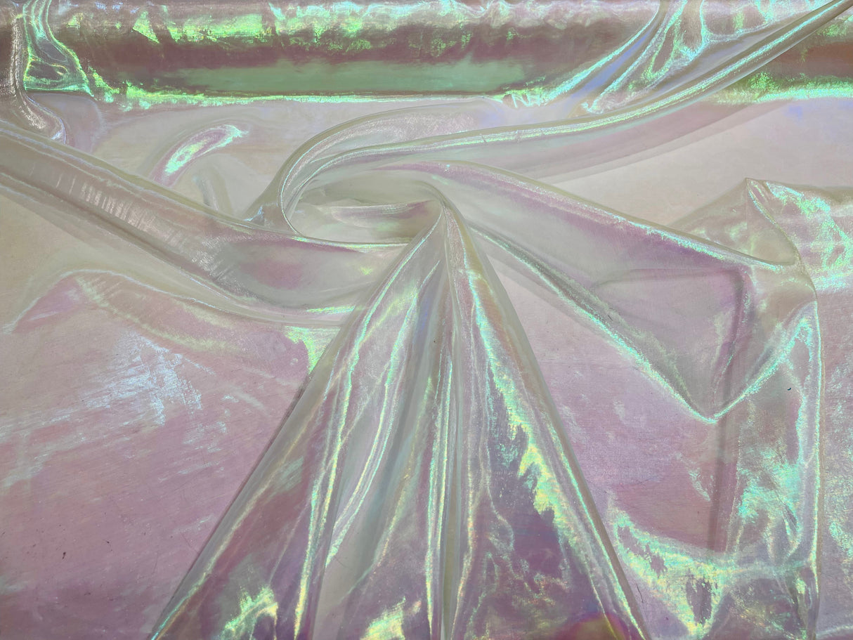 Iridescent Organza Polyester Fabric - Pink Iridescent, Sheer, Lightweight (1 Yard)
